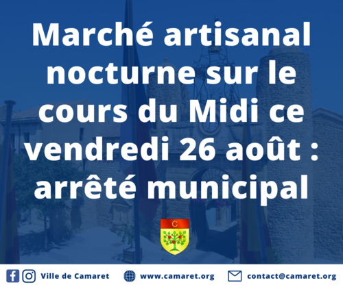 Marché artisanal nocturne sur le cours du Midi ce vendredi 26 août : arrêté municipal