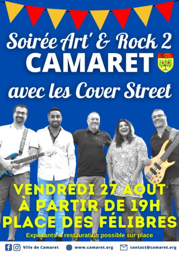 J-3 avant la soirée « Art' & Rock 2 » sur la Place des Félibres : venez nombreux passer une belle soirée de fin d'été !