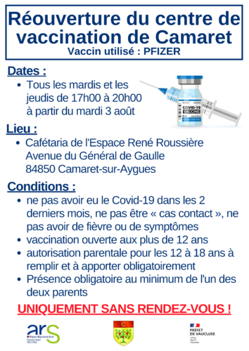 Information du centre de vaccination de Camaret