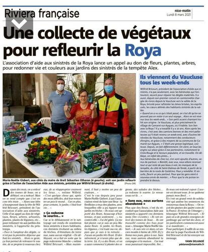 « Une collecte de végétaux pour refleurir  la Roya » + Récupération de pots à fleurs