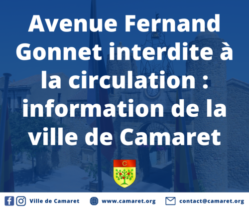Avenue Fernand Gonnet interdite à la circulation : information de la Ville de Camaret