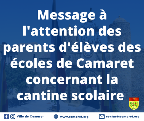 Message à l'attention des parents d'élèves des écoles de Camaret concernant la cantine scolaire