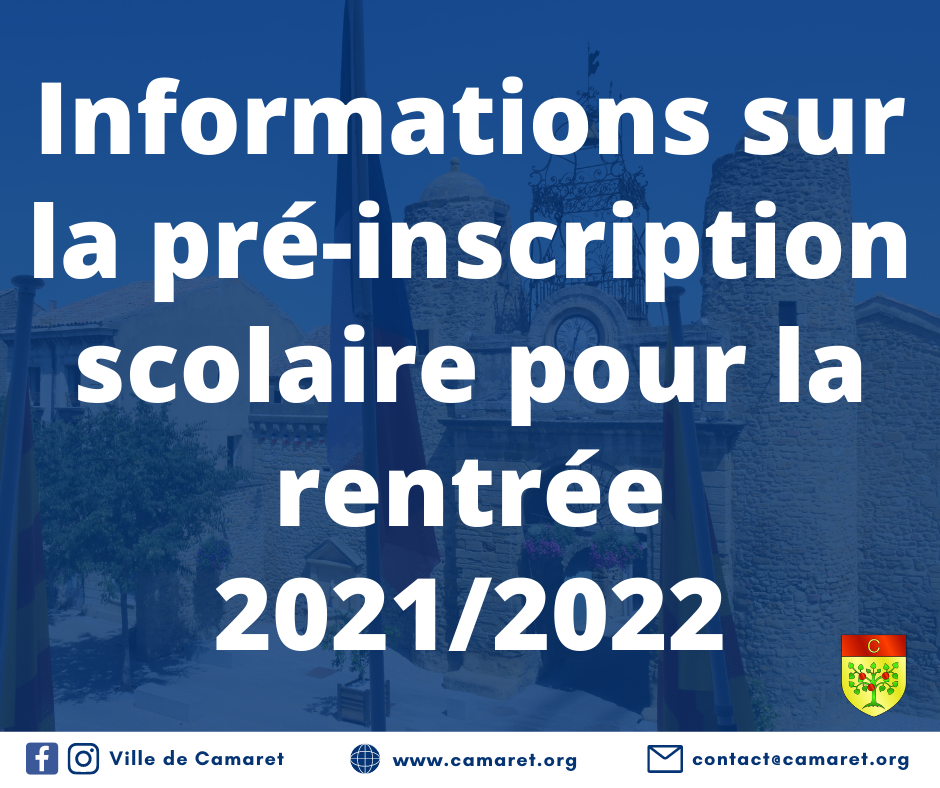 Informations sur la pré-inscription scolaire pour la rentrée 2021/2022