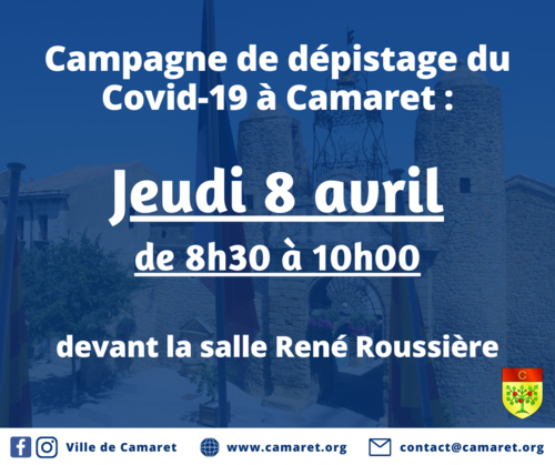 Campagne de dépistage du Covid-19 à Camaret [Mise à jour le samedi 3 avril 2021]
