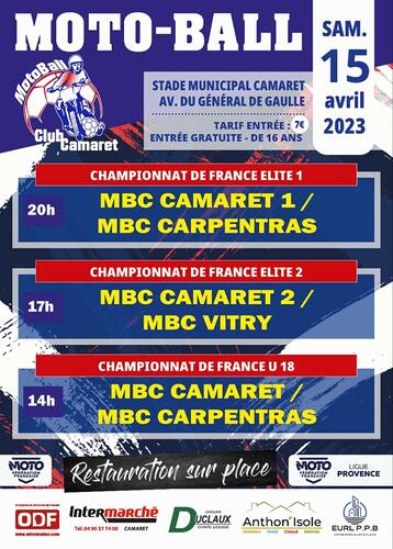 Programme du MBC Camaret ce samedi 15 avril 2023