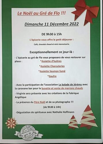 L'épicerie Au Gré de Flo vous invite le dimanche 11 décembre 2022 de 9h30 à 15h00 pour Le noël au Gré de Flo