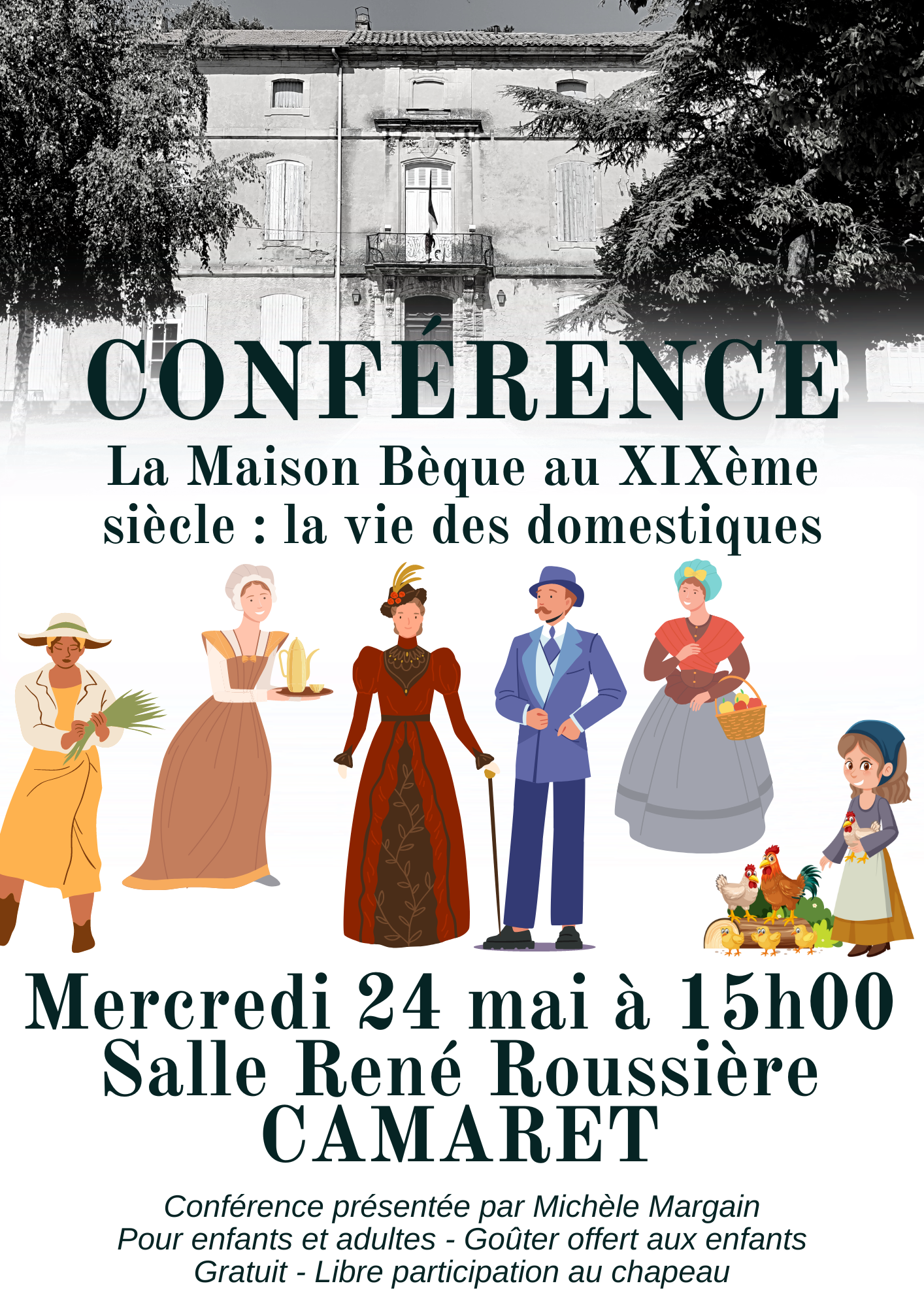 Conférence sur la vie des domestiques autour de la Maison Bèque au XIXème siècle le mercredi 24 mai à 15h00 à la salle René Roussière