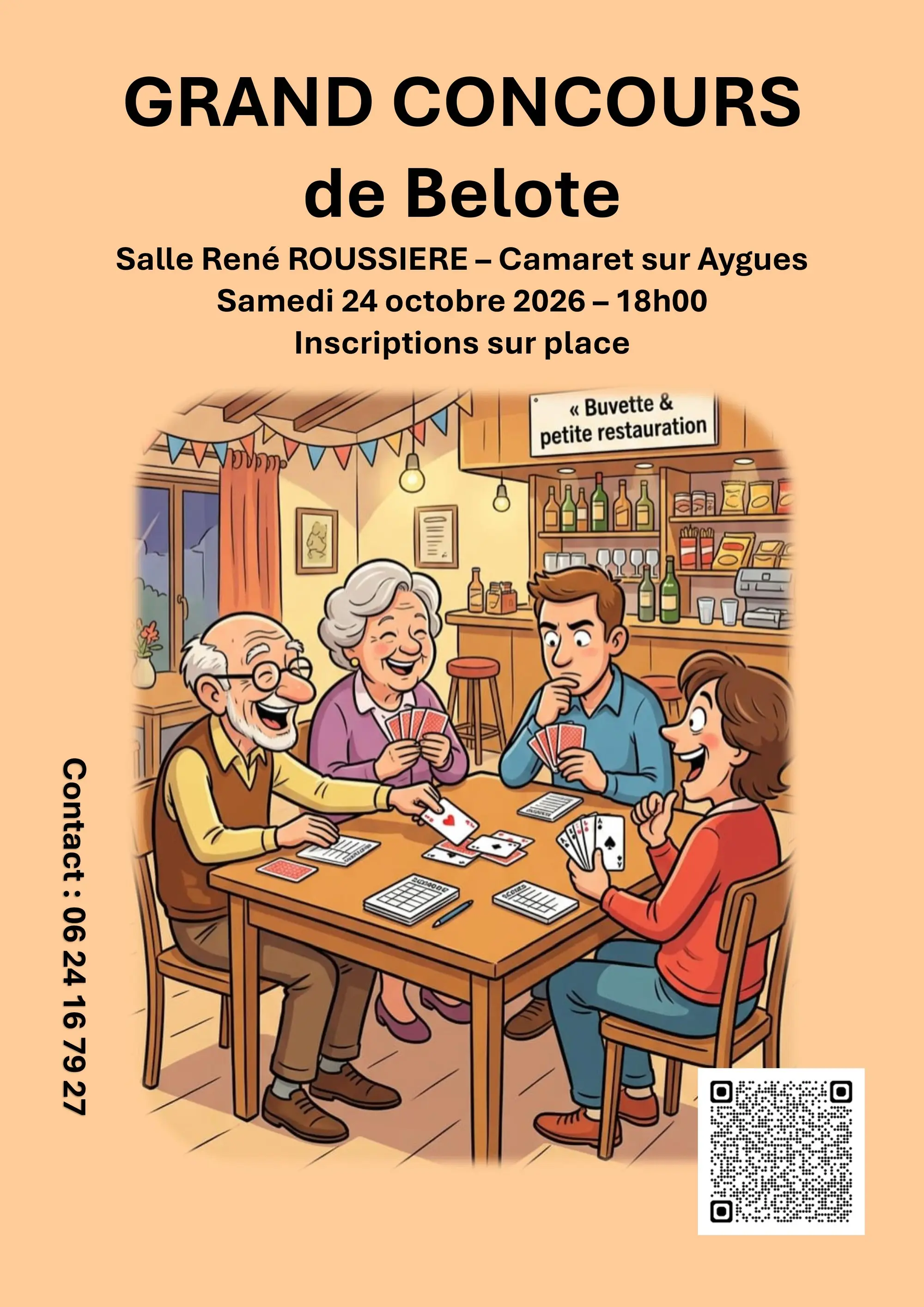 Grand concours de belote organisé par le CATM Camaret / Travaillan le samedi 24 octobre 2026 à 18h00 à la salle René Roussière