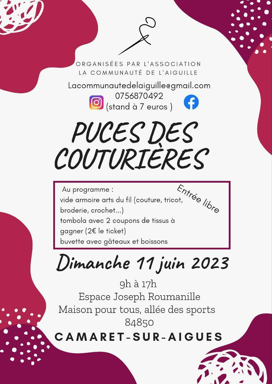 « Puces des couturières » un événement autour de la couture le dimanche 11 juin 2023 de 9h00 à 17h00 à l'Espace Joseph Roumanille
