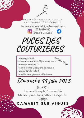 « Puces des couturières » un événement autour de la couture le dimanche 11 juin 2023 de 9h00 à 17h00 à l'Espace Joseph Roumanille