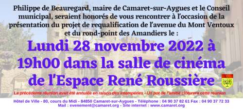 Présentation du projet de requalification de l'avenue du Mont Ventoux et du rond-point des Amandiers