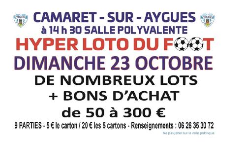 Loto de l'Avenir Sportif Camarétois le dimanche 23 octobre à la salle René Roussière