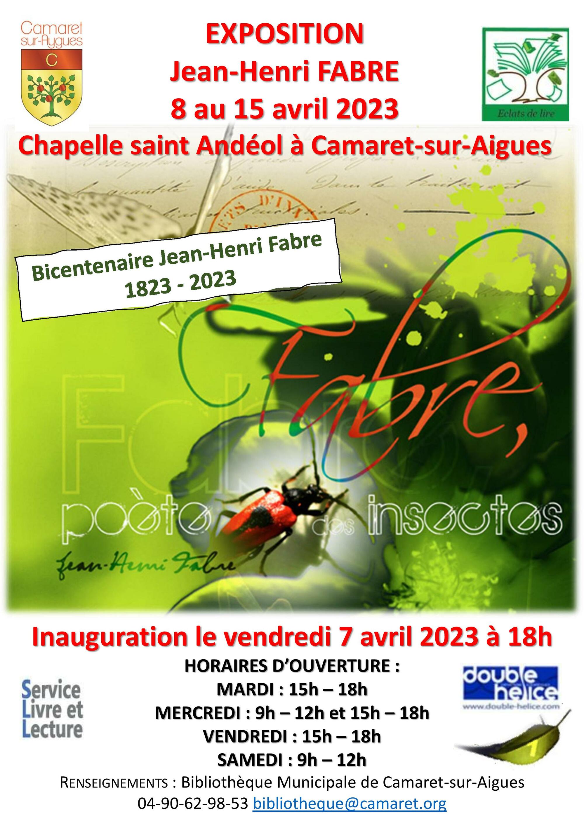 Exposition sur le bicentenaire de la naissance de Jean-Henri Fabre du 8 au 15 avril 2023 à la Chapelle Saint Andéol