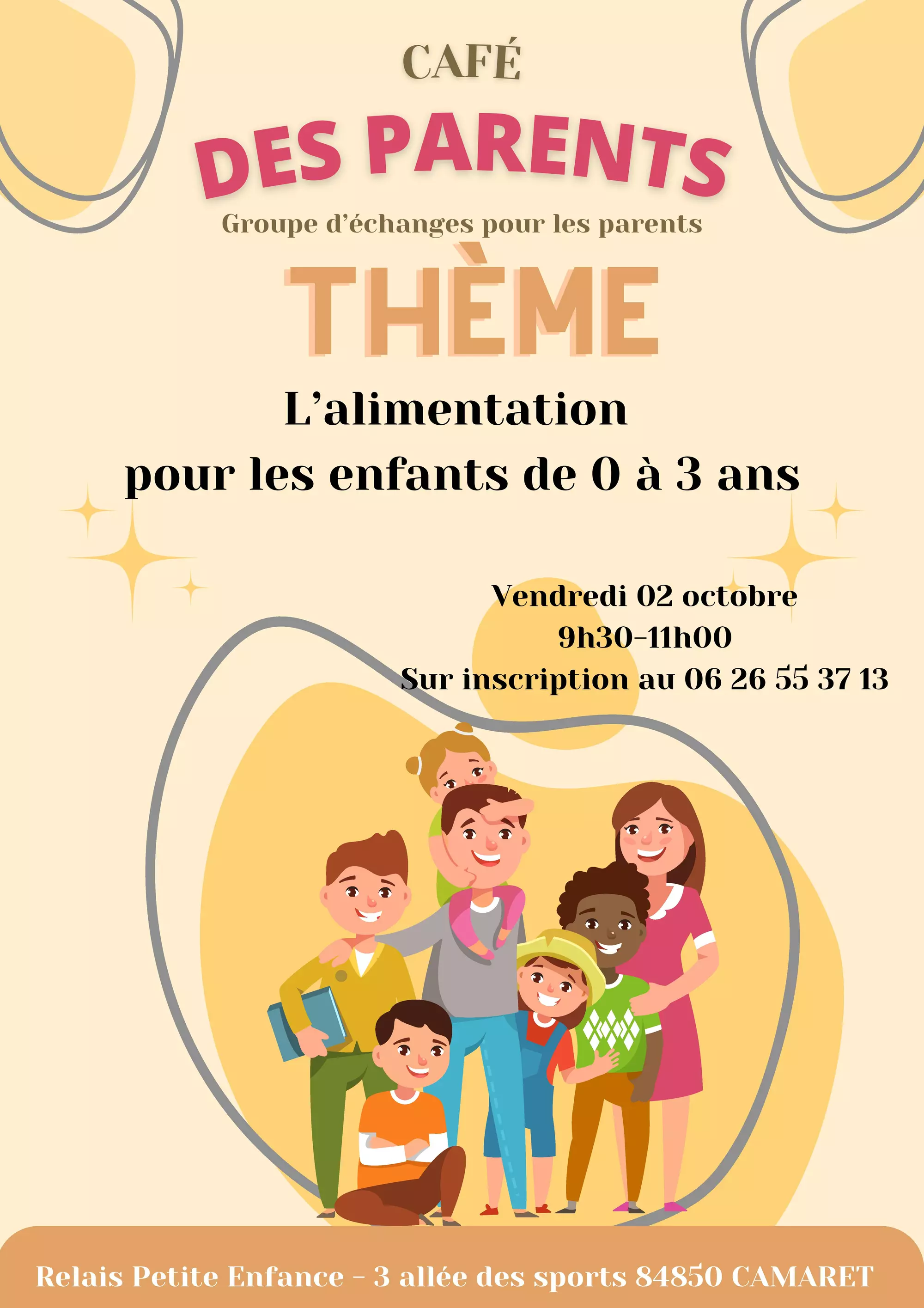 Café des Parents organisé par le Relais Petite Enfance (RPE) de la Ville de Camaret-sur-Aygues le vendredi 2 octobre 2026 de 9h30 à 11h00