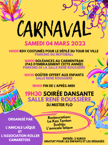 Carnaval le samedi 4 mars 2023