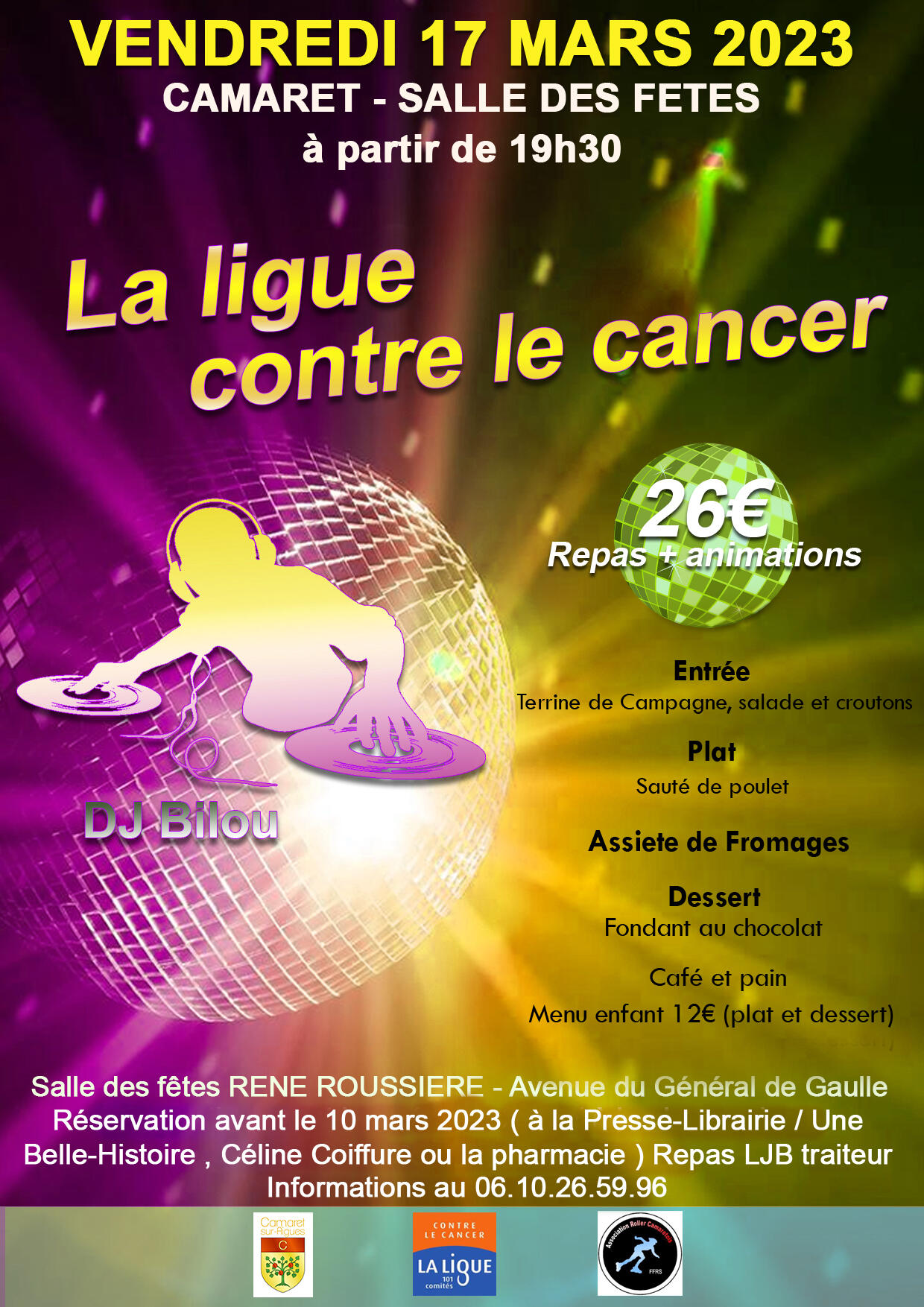 Soirée de La Ligue contre le cancer - Comité de Vaucluse (84) le vendredi 17 mars 2023 à 19h30 à la salle René Roussière