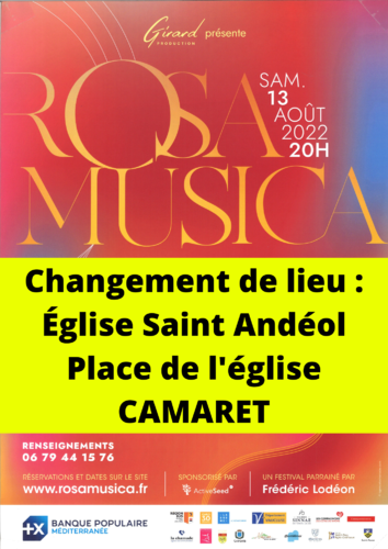Concert Rosa Musica le samedi 13 août 2022 à 20h00 dans le Parc de la Maison Bèque