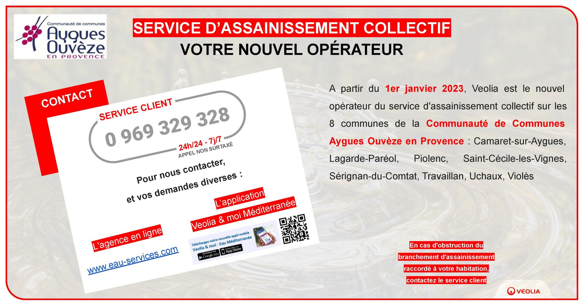 Changement de l'opérateur du service d'assainissement collectif : information de la Communauté de communes Aygues Ouvèze en Provence