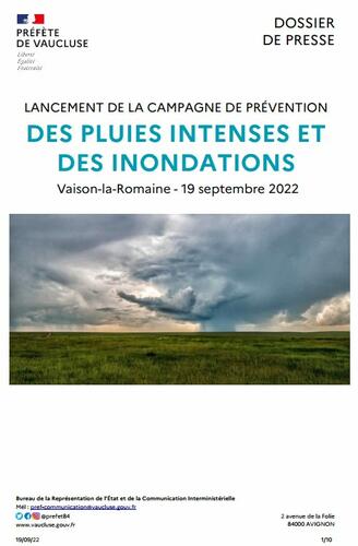 Lancement de la campagne de prévention des pluies intenses et des inondations de la Préfecture de Vaucluse