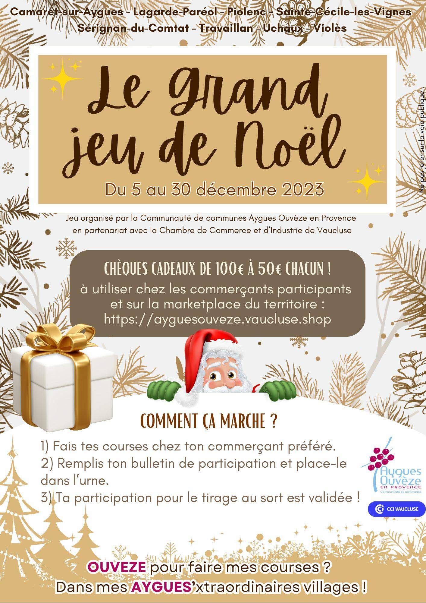 Grand jeu concours de Noël de la Communauté de communes Aygues Ouvèze en Provence