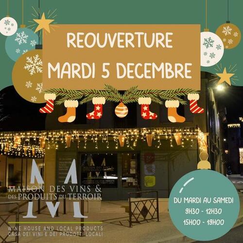 Réouverture de la Maison des vins et des produits du terroir de Camaret-sur-Aygues le mardi 5 décembre pour les fêtes de Noël