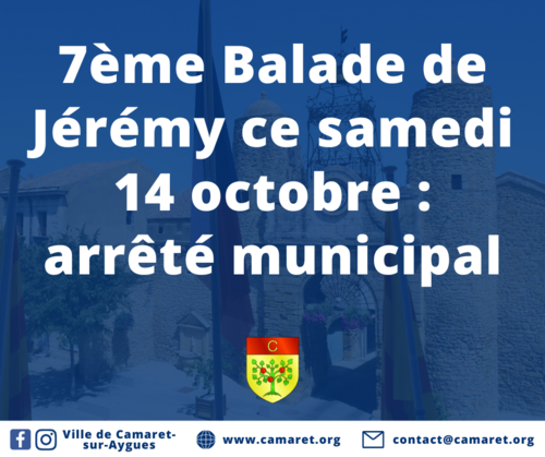 7ème Balade de Jérémy ce samedi 14 octobre : arrêté municipal