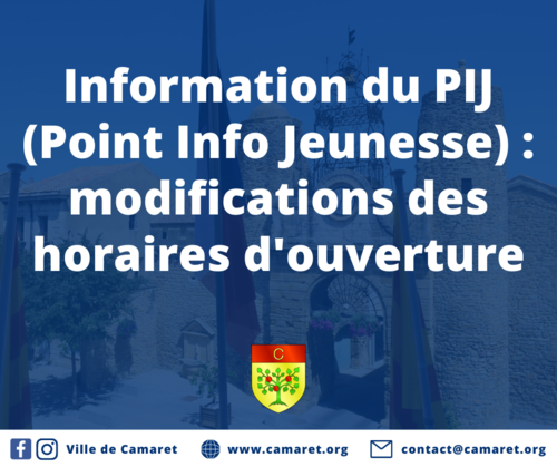 Information du PIJ (Point Info Jeunesse) : modifications des horaires d'ouverture
