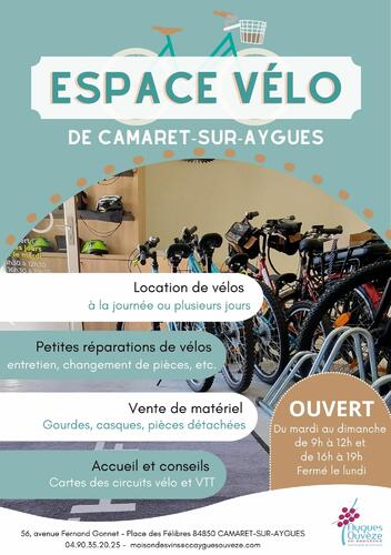 Information de la Communauté de communes Aygues Ouvèze en Provence : réouverture de l'Espace Vélo