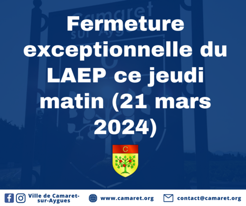 Fermeture exceptionnelle du LAEP ce jeudi matin (21 mars 2024)