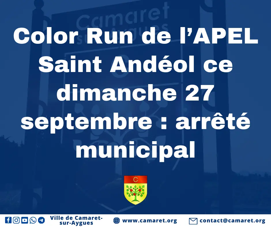 Color Run de l’APEL ST Andéol - Camaret ce dimanche 27 septembre : arrêté municipal