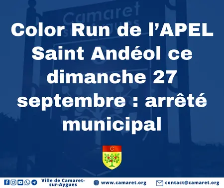 Color Run de l’APEL ST Andéol - Camaret ce dimanche 27 septembre : arrêté municipal