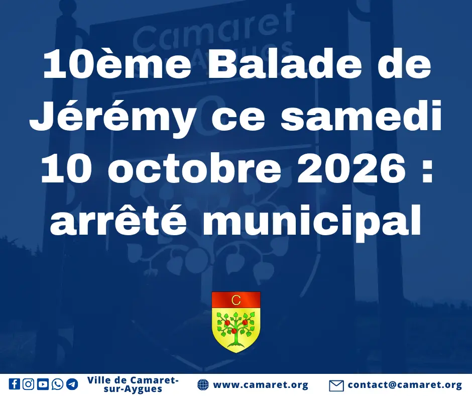 10ème Balade de Jérémy ce samedi 10 octobre 2026 : arrêté municipal
