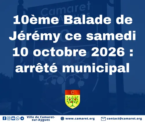 10ème Balade de Jérémy ce samedi 10 octobre 2026 : arrêté municipal