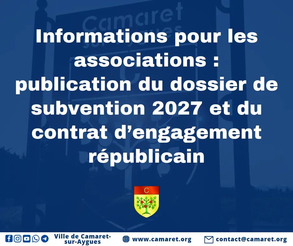 Informations pour les associations : publication du dossier de subvention pour l'année 2027 et du contrat d'engagement républicain
