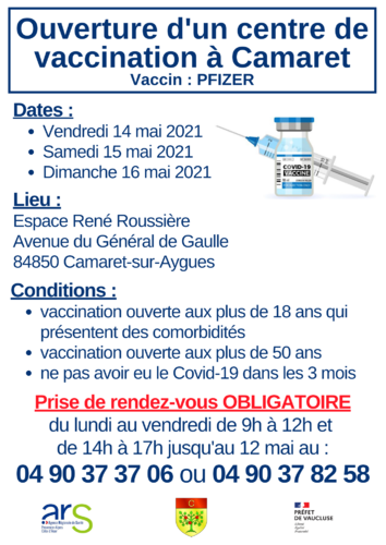 Ouverture d'un centre de vaccination éphémère à Camaret