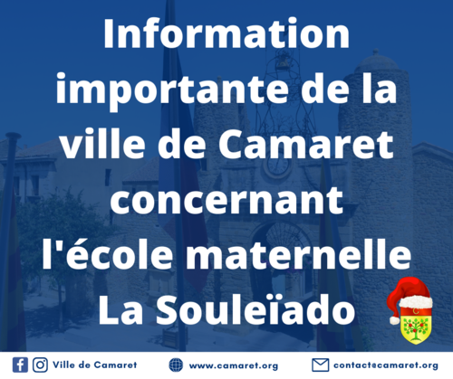 Information importante de la Ville de Camaret concernant l'école maternelle La Souleïado