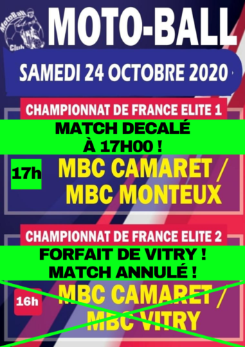 Moto-Ball Élite 1: match retour Camaret/Monteux à 17h00 ce samedi 24 octobre