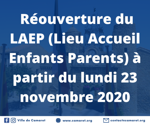 Réouverture du LAEP (Lieu Accueil Enfants Parents) à partir du lundi 23 novembre 2020