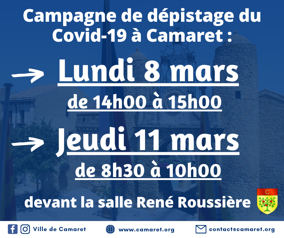 Campagne de dépistage du Covid-19 à Camaret [Mise à jour le dimanche 7 mars 2021]