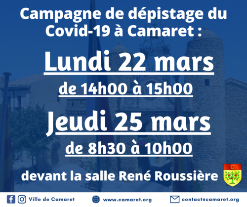 Campagne de dépistage du Covid-19 à Camaret [Mise à jour le vendredi 19 mars 2021]