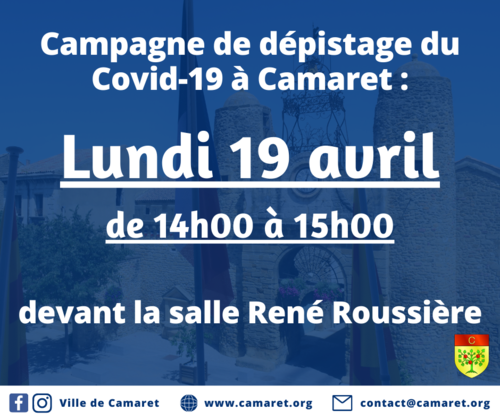 Campagne de dépistage du Covid-19 à Camaret [Mise à jour le dimanche 18 avril 2021]