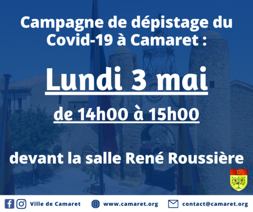 Campagne de dépistage du Covid-19 à Camaret [Mise à jour le vendredi 30 avril 2021]