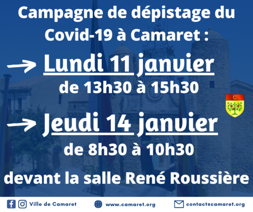 Campagne de dépistage du Covid-19 à Camaret [Mise à jour le dimanche 10 janvier 2021]