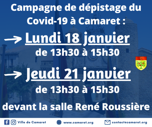 Campagne de dépistage du Covid-19 à Camaret [Mise à jour le vendredi 15 janvier 2021]