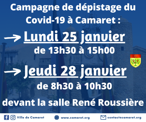 Campagne de dépistage du Covid-19 à Camaret [Mise à jour le vendredi 22 janvier 2021]