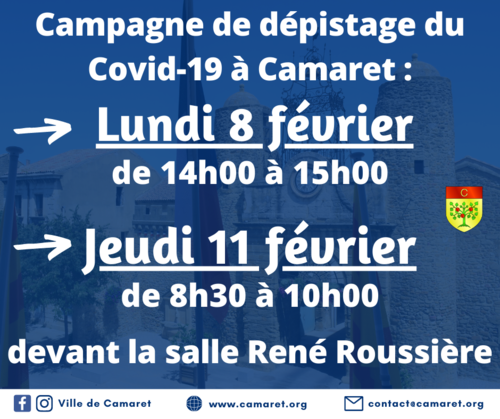 Campagne de dépistage du Covid-19 à Camaret [Mise à jour le vendredi 5 février 2021]